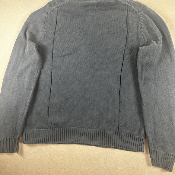 Calvin Klein Cable Knit Sweater Men L 100% Algodon Cotton Blue 1/4 Zip Pullover - Picture 7 of 8